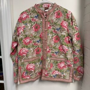 Vintage Tudor Court Floral Print Button-Up Jacket